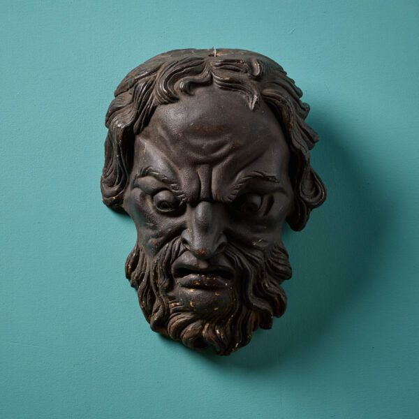19th Century Painted Plaster Grotesque Wall Mask