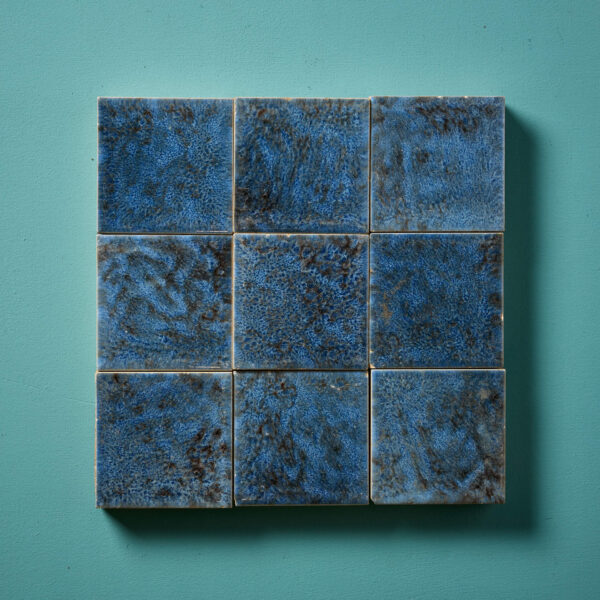 Set of 9 Mottled Blue & Black Tiles