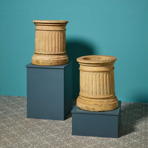 Pair of 19th Century Buff Terracotta Neoclassical Urns