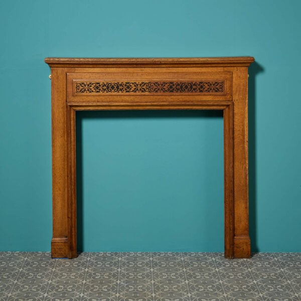 Reclaimed English Oak Fire Surround With Ornate Fretwork Frieze