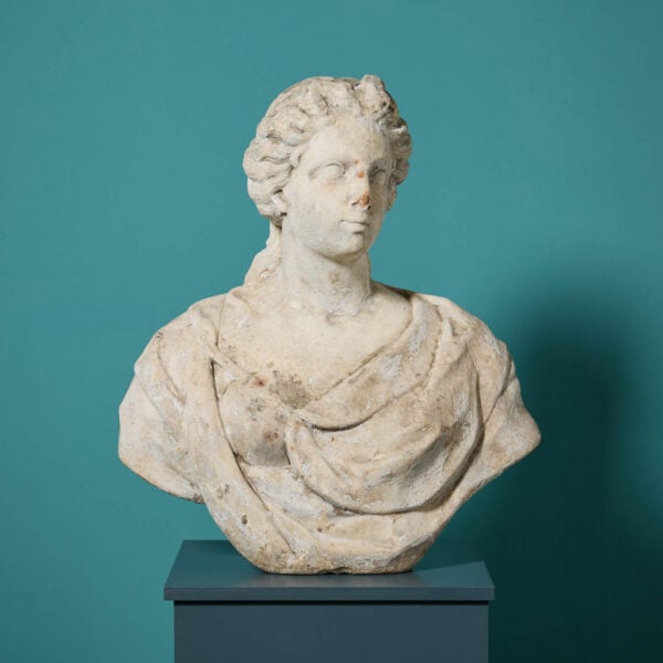 Early 18th Century Italian Neoclassical White Marble Bust of Diana