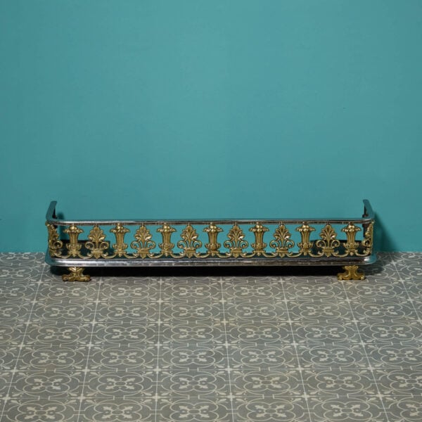 Antique Georgian Brass & Steel Fireplace Fender