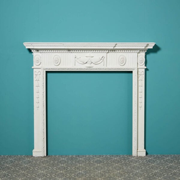 Reclaimed Neoclassical Style English Painted Pine Fire Surround