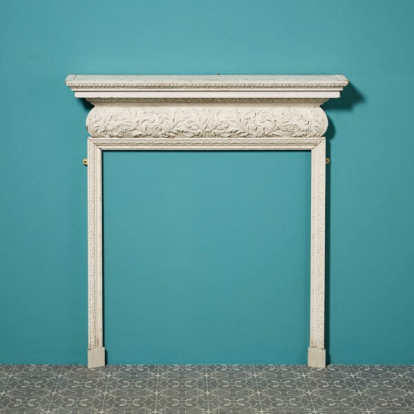 19th Century Neoclassical English Pine White Fire Surround