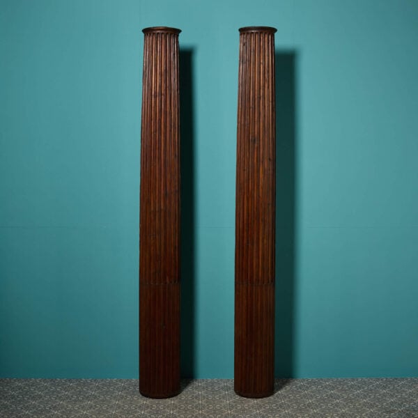 Pair of 2.7m (9ft) Tall Antique Neoclassical Style Wooden Half Column Pilasters