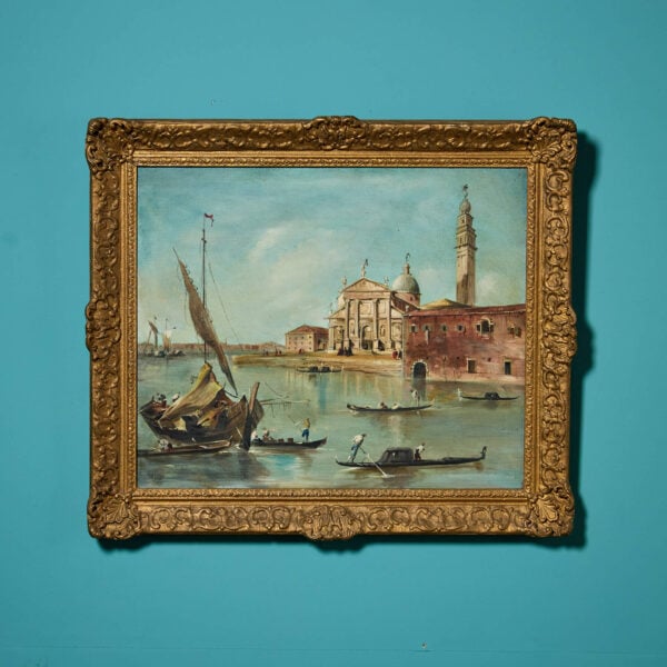 19th Century Oil Painting of The San Giorgio Maggiore After Francesco Guardi (1712 - 1793)