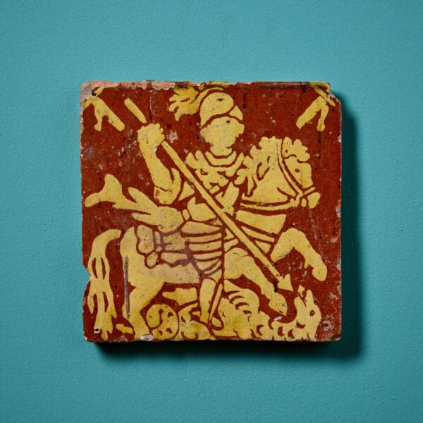 Encaustic King George Slaying Dragon Neo-Medieval Old English Tile