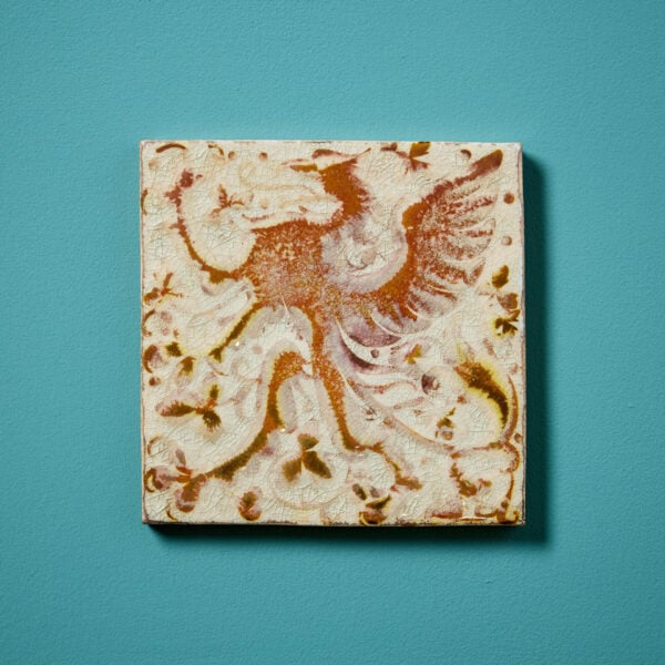 Pilkington & Co Lancastrian Ruby Lustre Dust Pressed Tile Depicting A Griffin