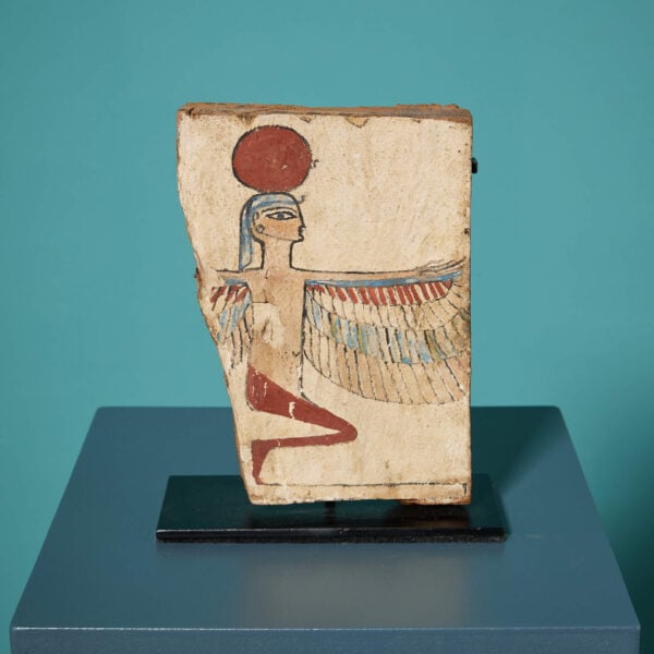 Ancient Egyptian Mummy Burial Sarcophagus Fragment Depicting Isis