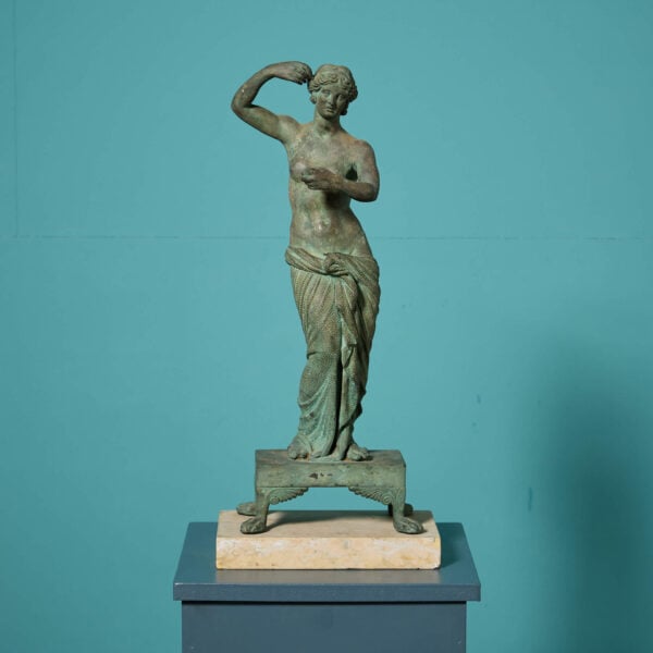 Antique Bronze Goddess Sculpture On Marble Base