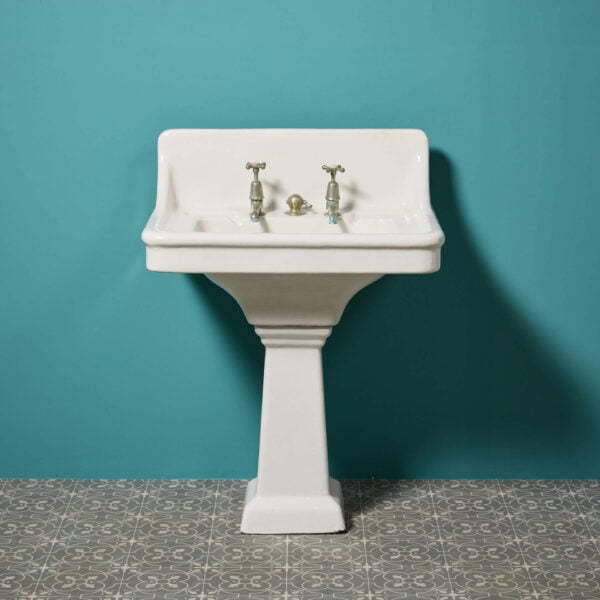 Antique English Glazed Stoneware Pedestal Sink