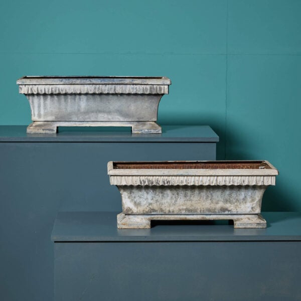 Pair of Antique French Cast Iron & Zinc Trough Planters