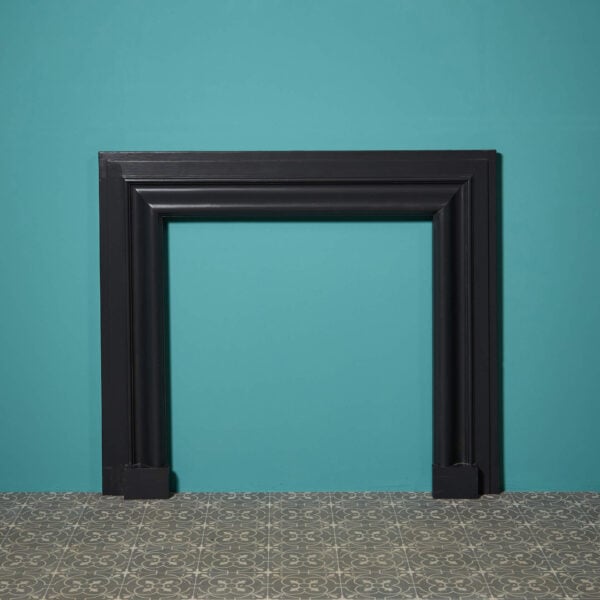 Antique Dark Grey Painted Walnut Bolection Fireplace