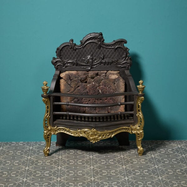 Antique English Thomas Elsley Gilt & Cast Iron Fire Basket