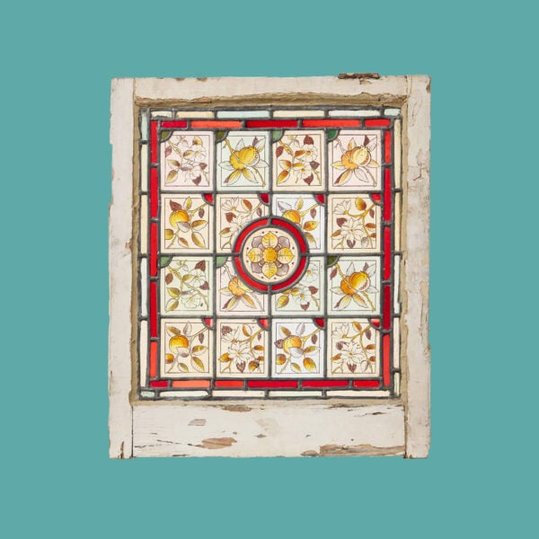 Reclaimed Stained Glass Window With Floral & Garden Themes