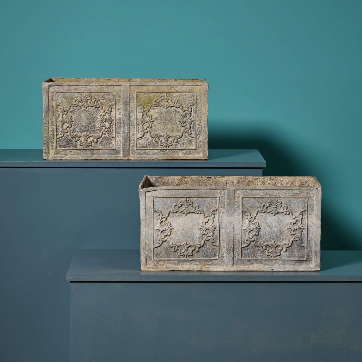 Pair of 19th Century Georgian Style Lead Trough Planters