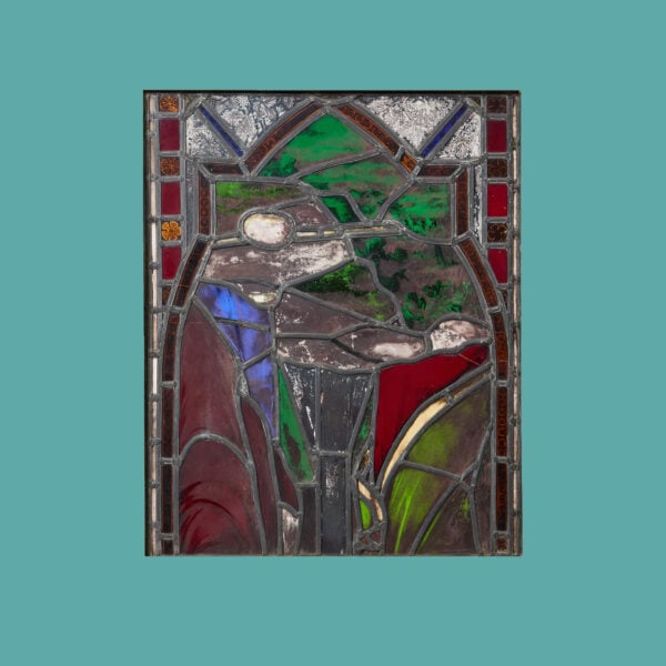 19th Century Stained Glass Panel With Religious Themes