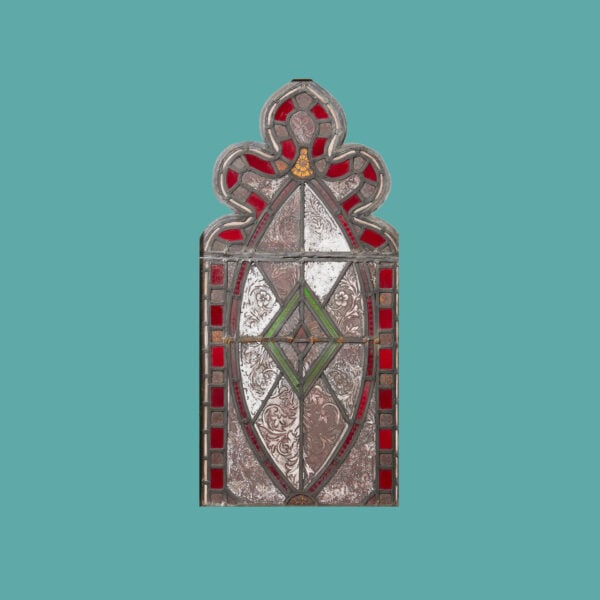 19th Century English Medieval Style Stained Glass Trefoil Panel