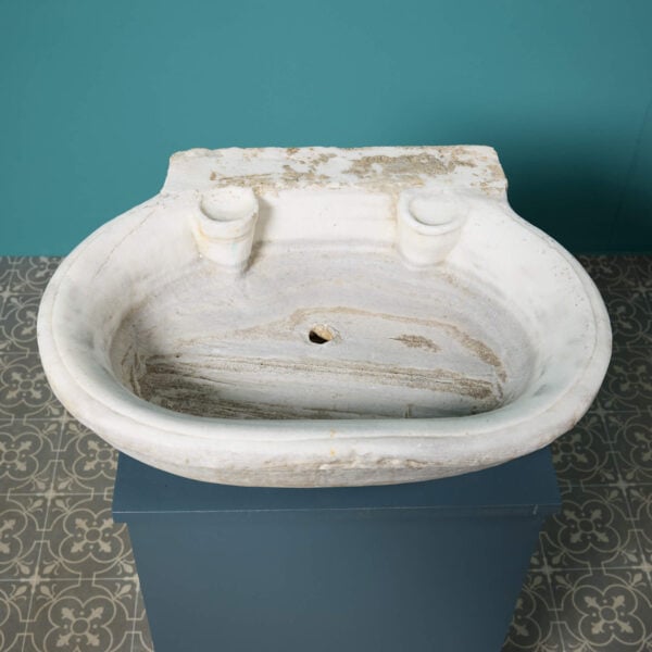 Handcarved 19th Century Italian Carrara Marble Sink