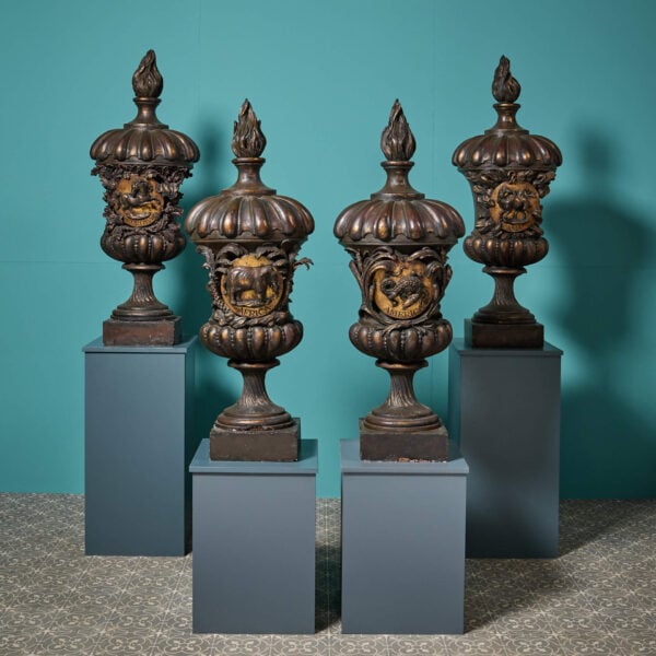 Set of 4 Large Simulated Bronze Lidded Urns Ex. The Menagerie at Horton Hall