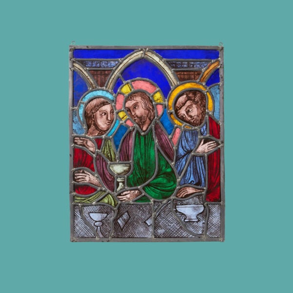 Contemporary Last Supper Stained Glass Panel After The Antique
