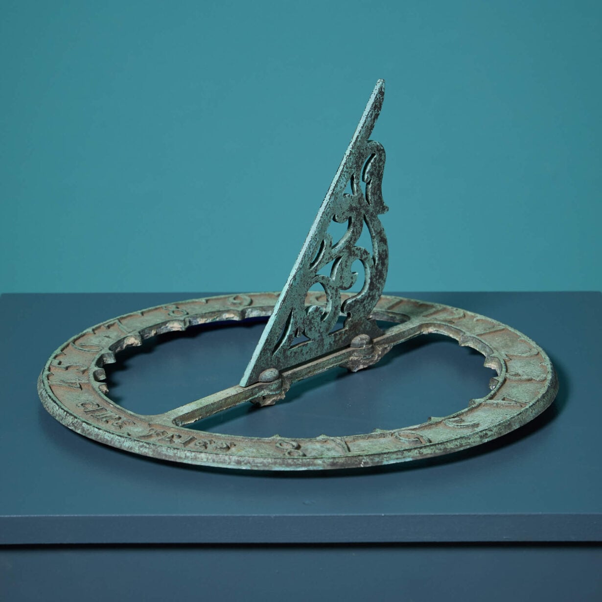 Reclaimed Verdigris Bronze 'Time Flies' Sun Dial