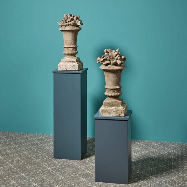 Pair of 19th Century English Neoclassical Style Carrara Marble Urn Finials