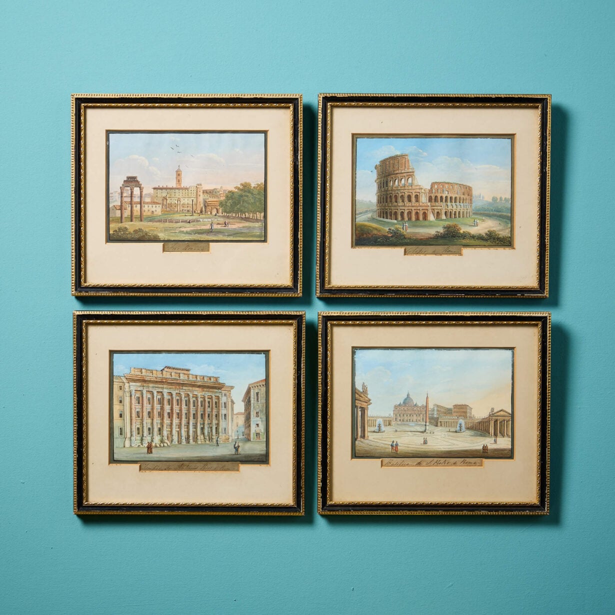 A Set Of Four Vibrant Neoclassical Watercolour Paintings