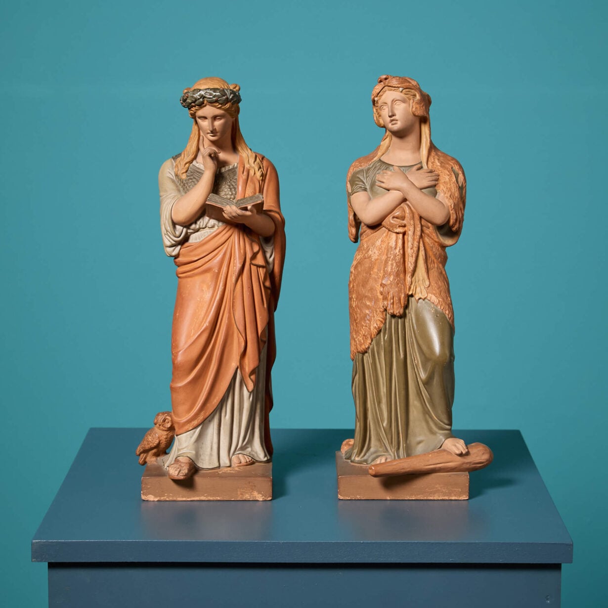 P. Ipsen (1815-1860) Terracotta Figures of Minerva & Omphale