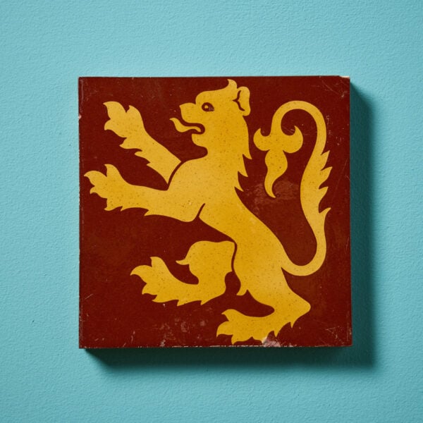 19th Century Heraldic Rampant Yellow Lion Tile by Minton