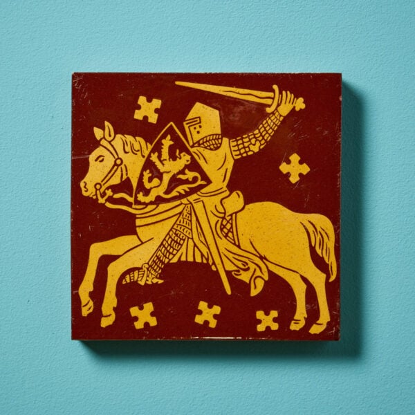 19th Century Knight With Lion Shield on Horseback Tile by Minton